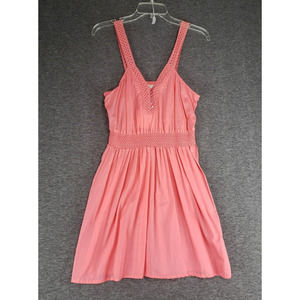 Delicia Midi Dress Womens Small Coral Crochet Boho Summer Fairy Sheer Light